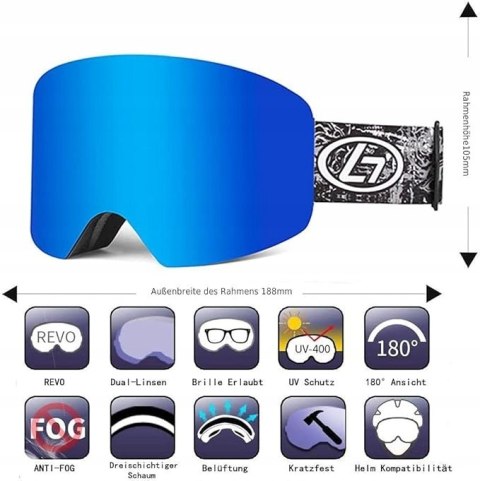GOGLE NARCIARSKIE SNOWBOARDOWE OBAOLAY UV 400 CAT. 3 OTG + ETUI