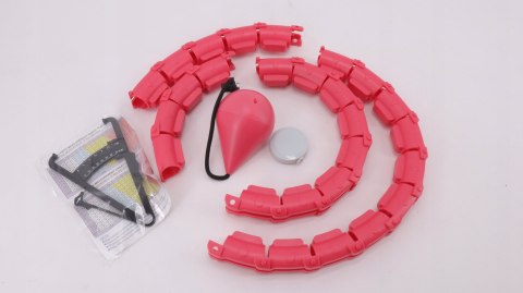 HULAHOP HULA HOP SKŁADANE Z OBCIĄŻENIEM ODCHUDZAJĄCE RÓŻOWE + MIARKA