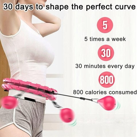 HULAHOP HULA HOP SKŁADANE Z OBCIĄŻENIEM ODCHUDZAJĄCE RÓŻOWE + MIARKA