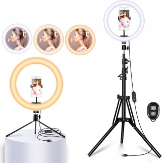 LAMPA PIERŚCIENIOWA MAKIJAŻ RING USB 10'' + STATYW UCHWYT NA TELEFON PILOT