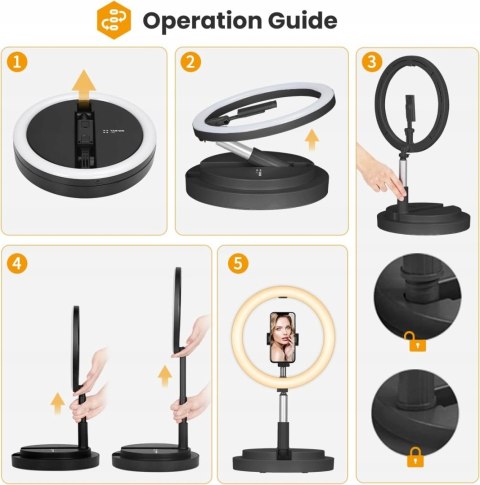 LAMPA PIERŚCIENIOWA NA PODSTAWIE LED RING USB 11,8'' TARION