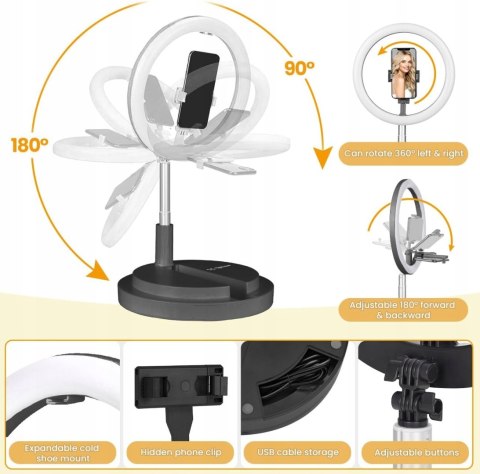 LAMPA PIERŚCIENIOWA NA PODSTAWIE LED RING USB 11,8'' TARION