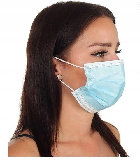 MASECZKA JEDNORAZOWA 3-WARSTWOWA 50 SZTUK BLUE