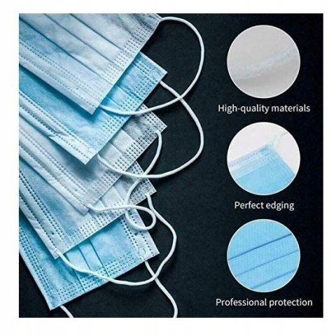 MASECZKA JEDNORAZOWA 3-WARSTWOWA 50 SZTUK BLUE