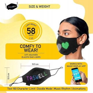 MASECZKA MASKA OCHRONNA Z WYŚWIETLACZEM LED ŚWIECĄCA