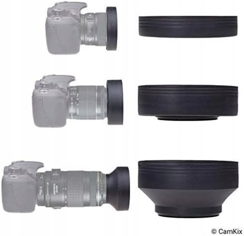 OSŁONA PRZECIWSŁONECZNA NA OBIEKTYW TULIPAN GUMOWA DEKIELEK 55MM ZESTAW
