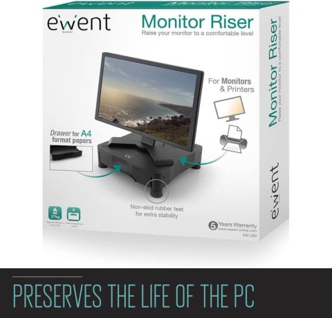 PODSTAWKA STOLIK POD MONITOR REGULOWANA Z SZUFLADĄ EWENT EW1280