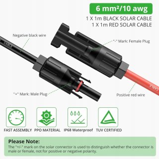 PRZEWÓD KABEL SOLARNY 10AWG/6 MM2 GARLLEN 1M