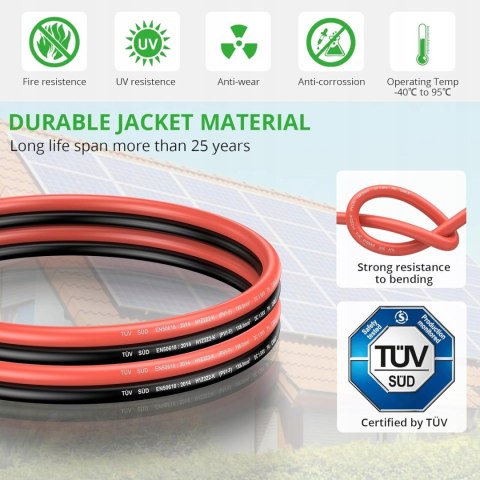 PRZEWÓD KABEL SOLARNY 10AWG/6 MM2 GARLLEN 1M