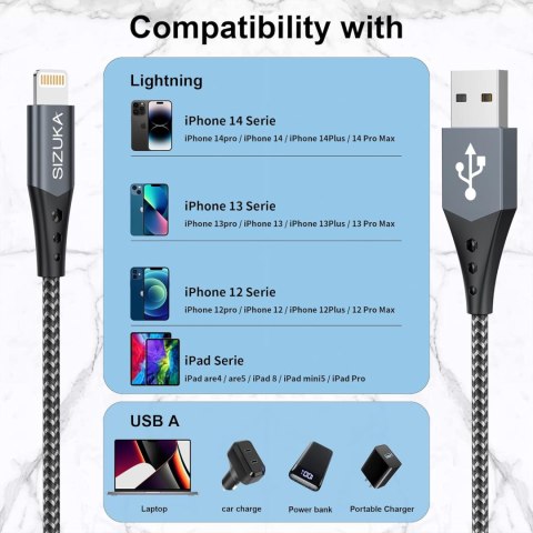 PRZEWÓD KABEL USB NA LIGHTNING iPHONE iPAD APPLE 2M