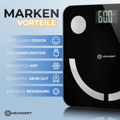 WAGA ŁAZIENKOWA CYFROWA ANALITYCZNA SZKLANA HEIMWERT 180KG