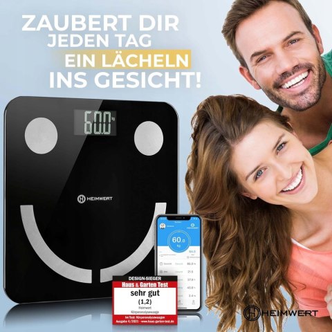 WAGA ŁAZIENKOWA CYFROWA ANALITYCZNA SZKLANA HEIMWERT 180KG