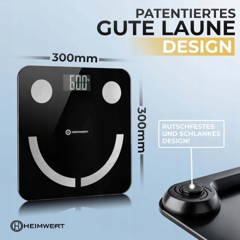 WAGA ŁAZIENKOWA CYFROWA ANALITYCZNA SZKLANA HEIMWERT 180KG