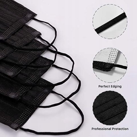 10x MASECZKA JEDNORAZOWA 3-WARSTWOWA CZARNA