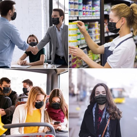 10x MASECZKA JEDNORAZOWA 3-WARSTWOWA CZARNA