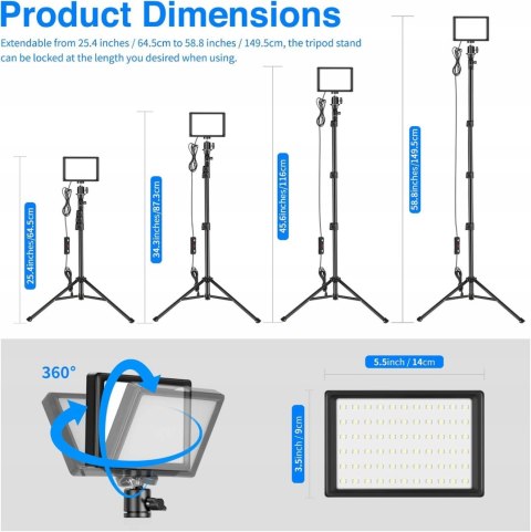 2x LAMPA PRODUKTOWA DIODOWA WIDEO LED + STATYWY 2 SZTUKI NEEWER
