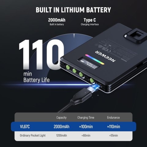 LAMPA LED RGB DO SELFIE TELEFONU LAPTOPA APARATU NEEWER VL67C Z KLIPSEM