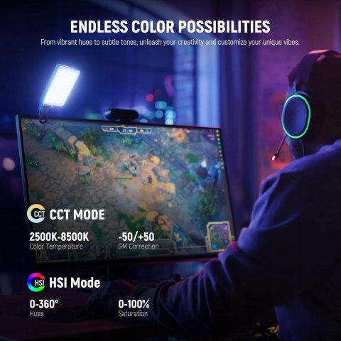 LAMPA LED RGB DO SELFIE TELEFONU LAPTOPA APARATU NEEWER VL67C Z KLIPSEM