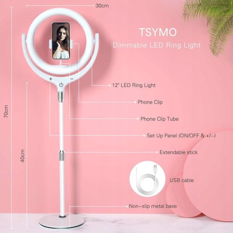 LAMPA PIERŚCIENIOWA LED RING 12" + STATYW