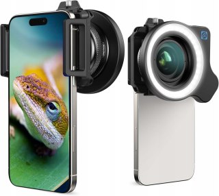 OBIEKTYW MAKRO ZOOM 10-20X + LAMPA LED DO TELEFONU APEXEL