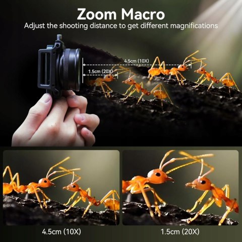 OBIEKTYW MAKRO ZOOM 10-20X + LAMPA LED DO TELEFONU APEXEL