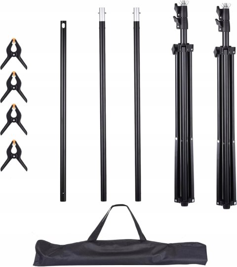 STATYW BELKA ZESTAW DO ZAWIESZANIA TŁA TEŁ 2x2M + 4 KLIPSY UNIDEAL