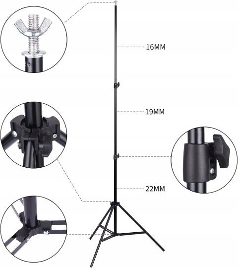 STATYW BELKA ZESTAW DO ZAWIESZANIA TŁA TEŁ 2x2M + 4 KLIPSY UNIDEAL