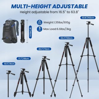 STATYW FOTOGRAFICZNY TRIPOD Z GŁOWICĄ VICTIV 162CM CZARNY