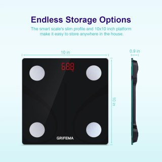 WAGA ŁAZIENKOWA CYFROWA ANALITYCZNA SZKLANA GRIFEMA SMART