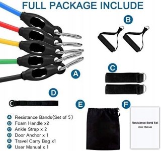 ZESTAW 5 GUM OPOROWYCH DO ĆWICZEŃ FITNESS + WOREK