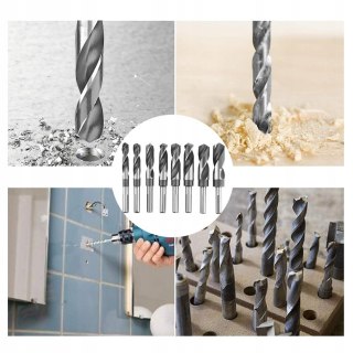 ZESTAW WIERTEŁ KRĘTYCH HSS SPIRALNE DO METALU 8 SZTUK